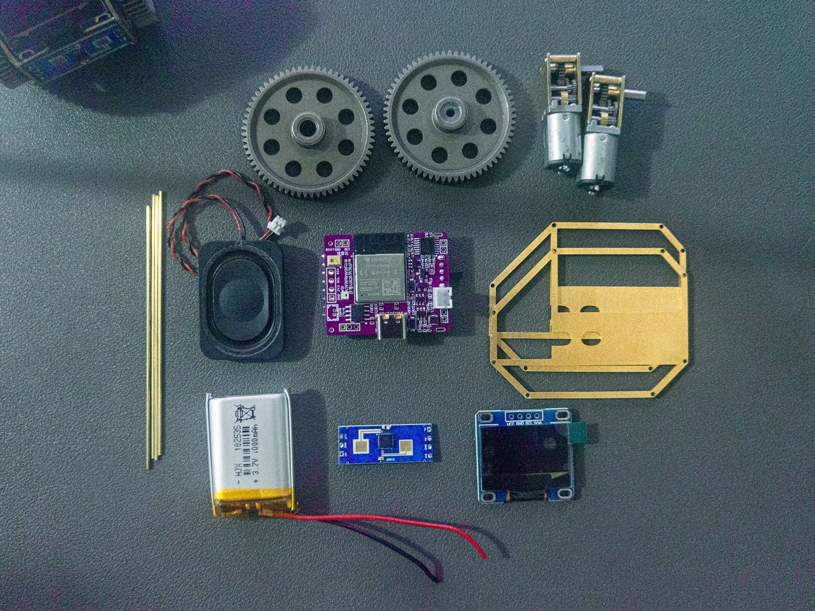 Real TongDou components laid out before assembly